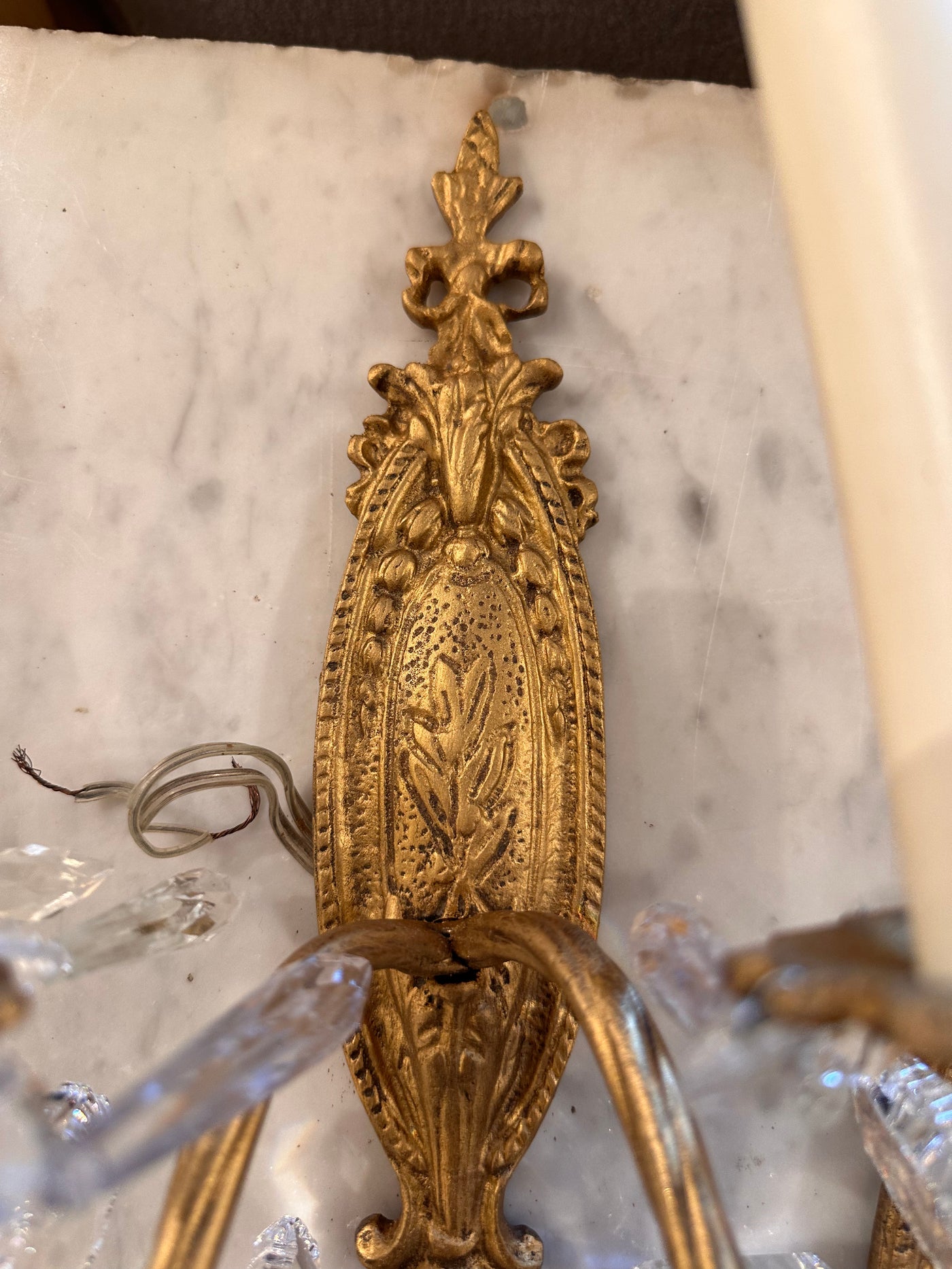 PETITE BRASS SCONCES WITH CRYSTAL DETAILS in Gold Finish