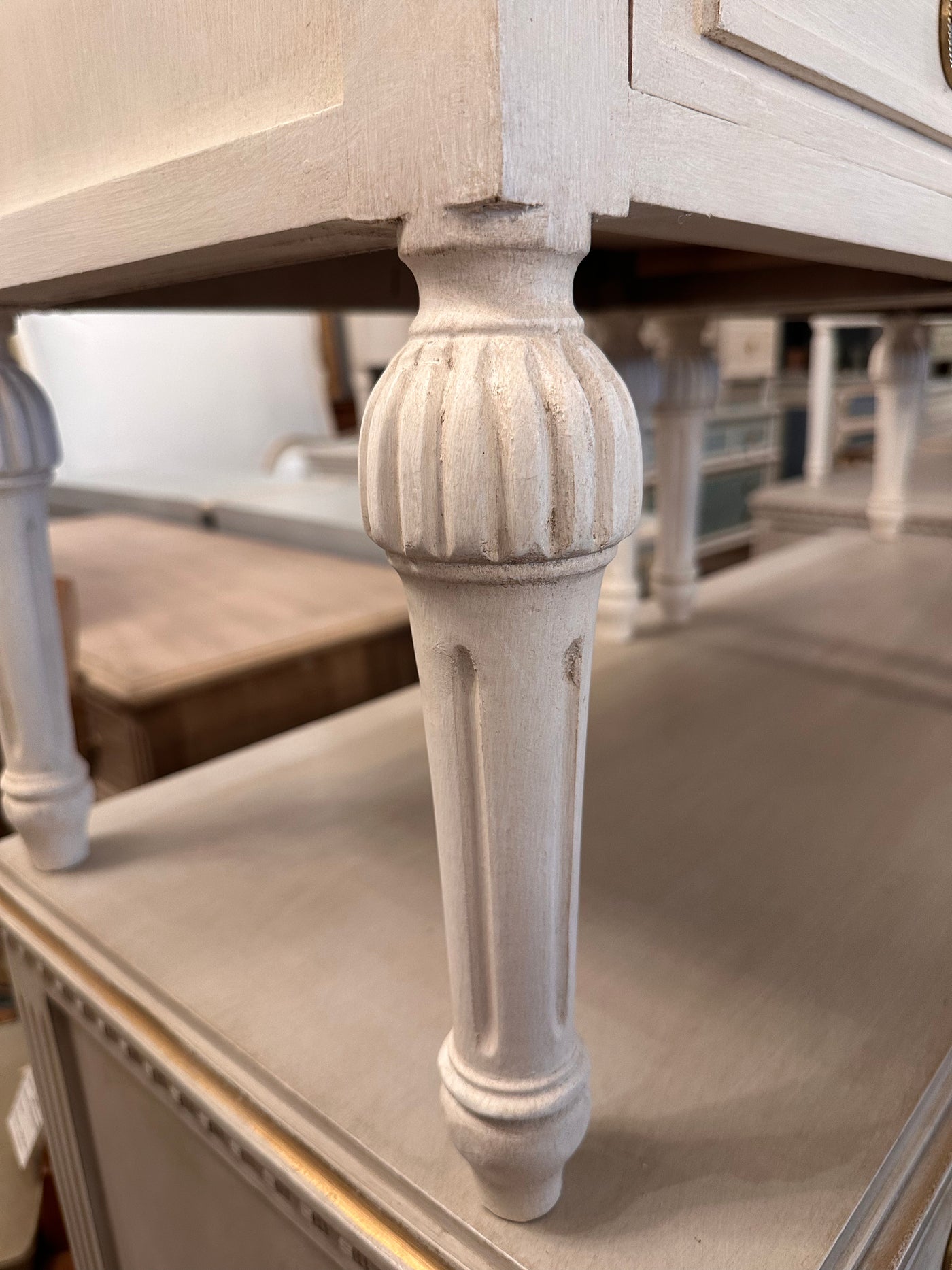 Swedish Nightstands in Dirty White with Ballerina Legs