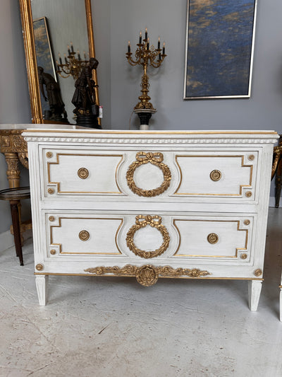 Vintage Swedish Chest with Gold Wreath Chest | Le Chateau | European Luxury Furniture in Atlanta