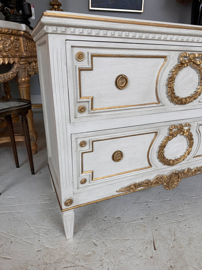 Vintage Swedish Chest with Gold Wreath Chest | Le Chateau | European Luxury Furniture in Atlanta