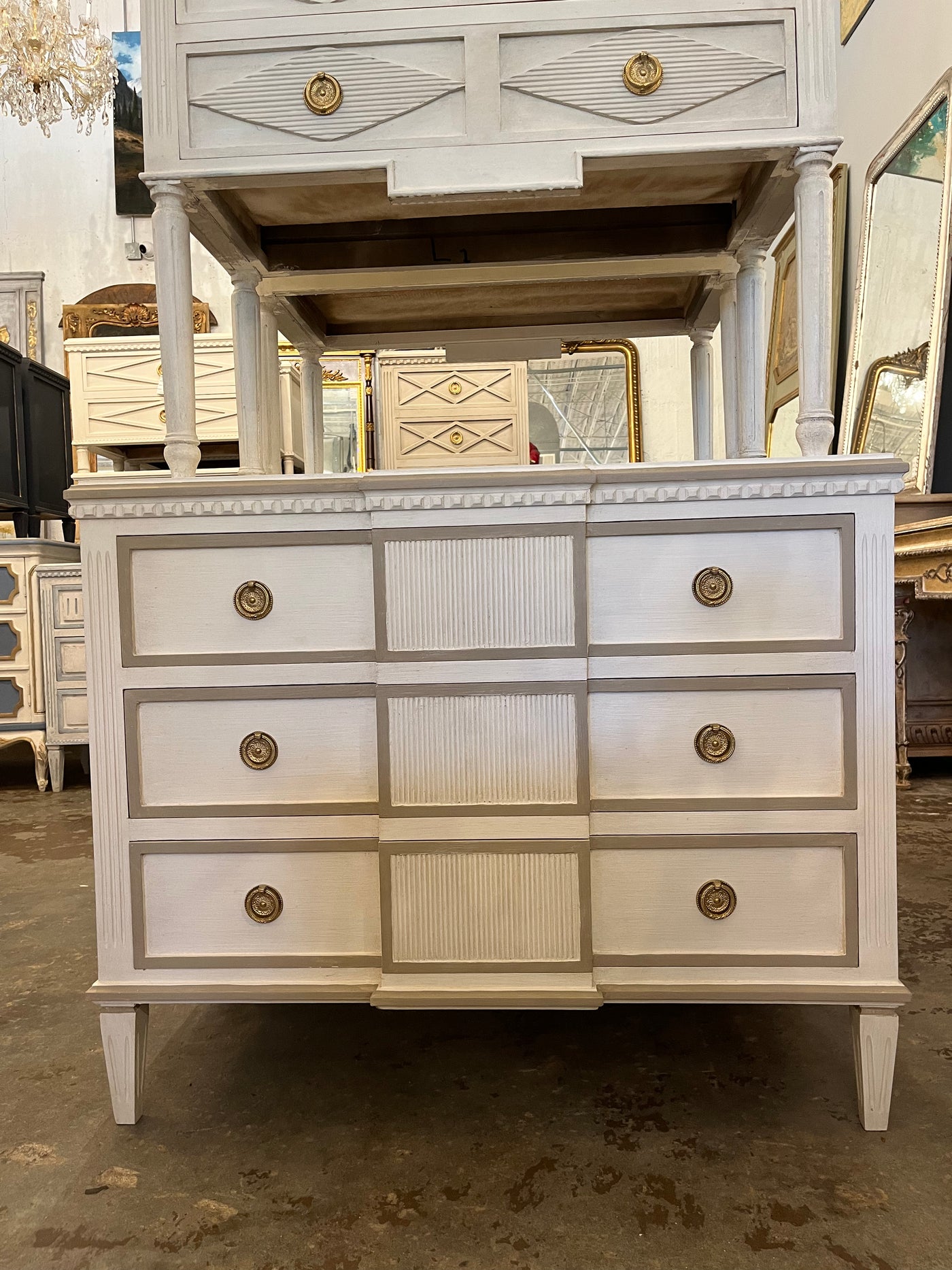 Reeded Block Front Antique Swedish Chests