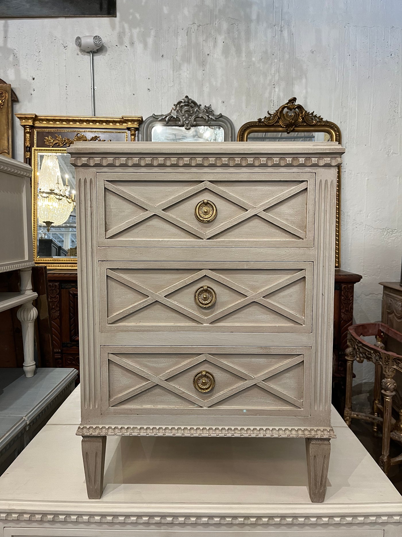 Diamond Front Antique Swedish Nightstand