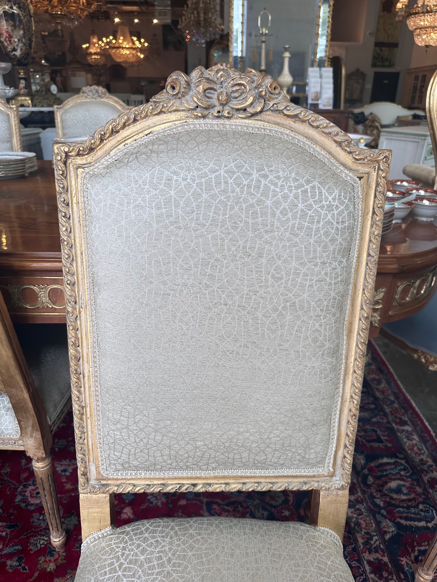 Louis XVI Dining Chair with Neutral Patterned Upholstery