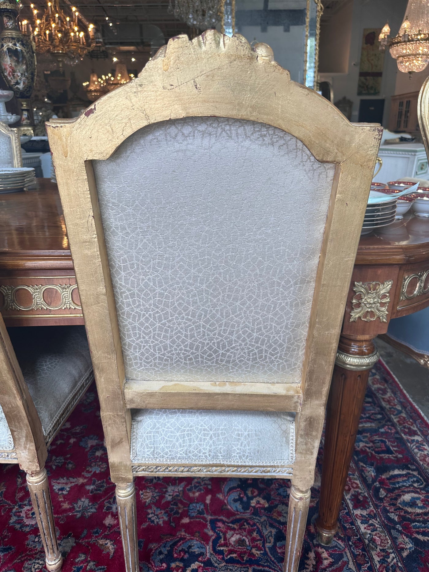 Louis XVI Dining Chair with Neutral Patterned Upholstery