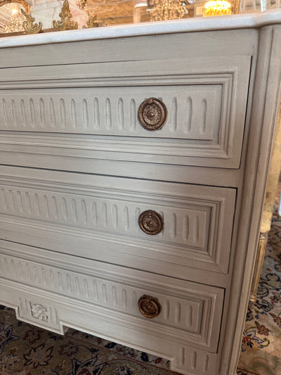 Antique Swedish Chests in Warm Gray with Marble Top