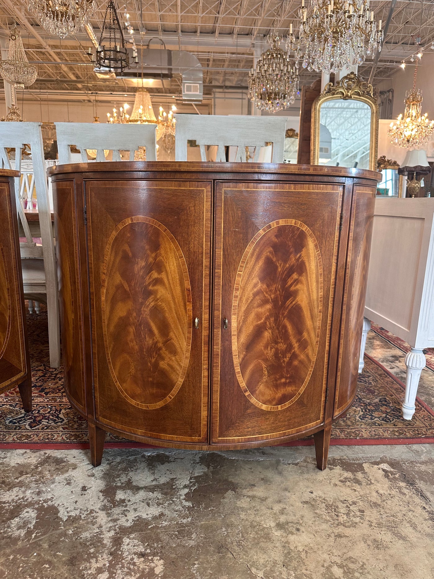 Pair of Demilune Wood Cabinet Chest