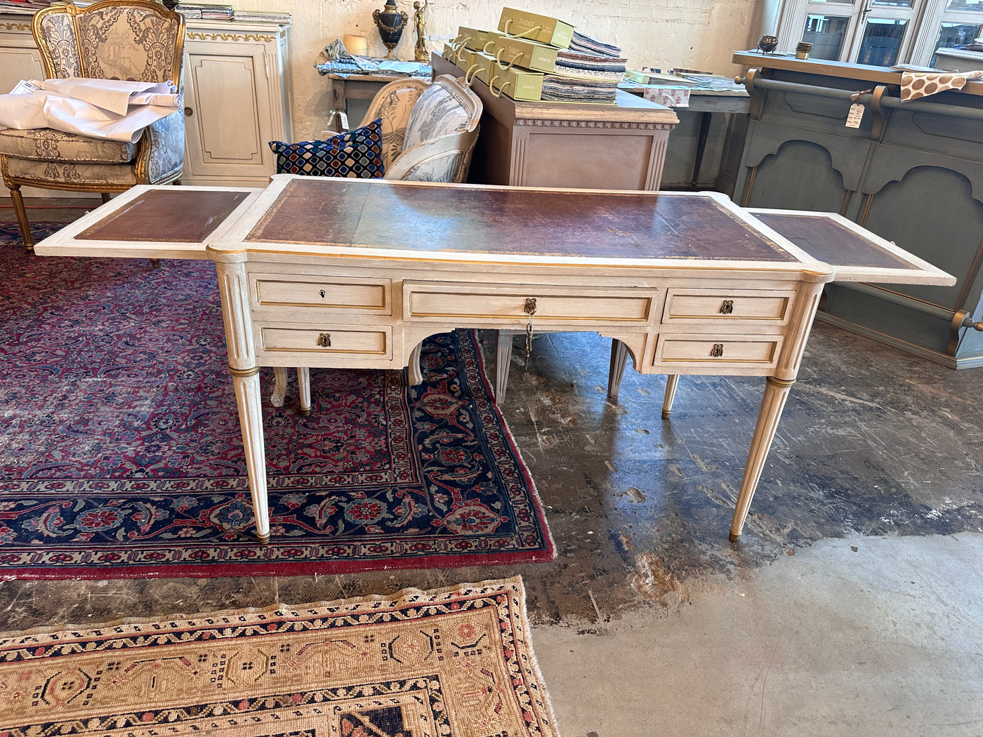 Designer Pick: Antique French Desk in Warm White with Gold Trim | Le Chateau | European Luxury Furniture in Atlanta