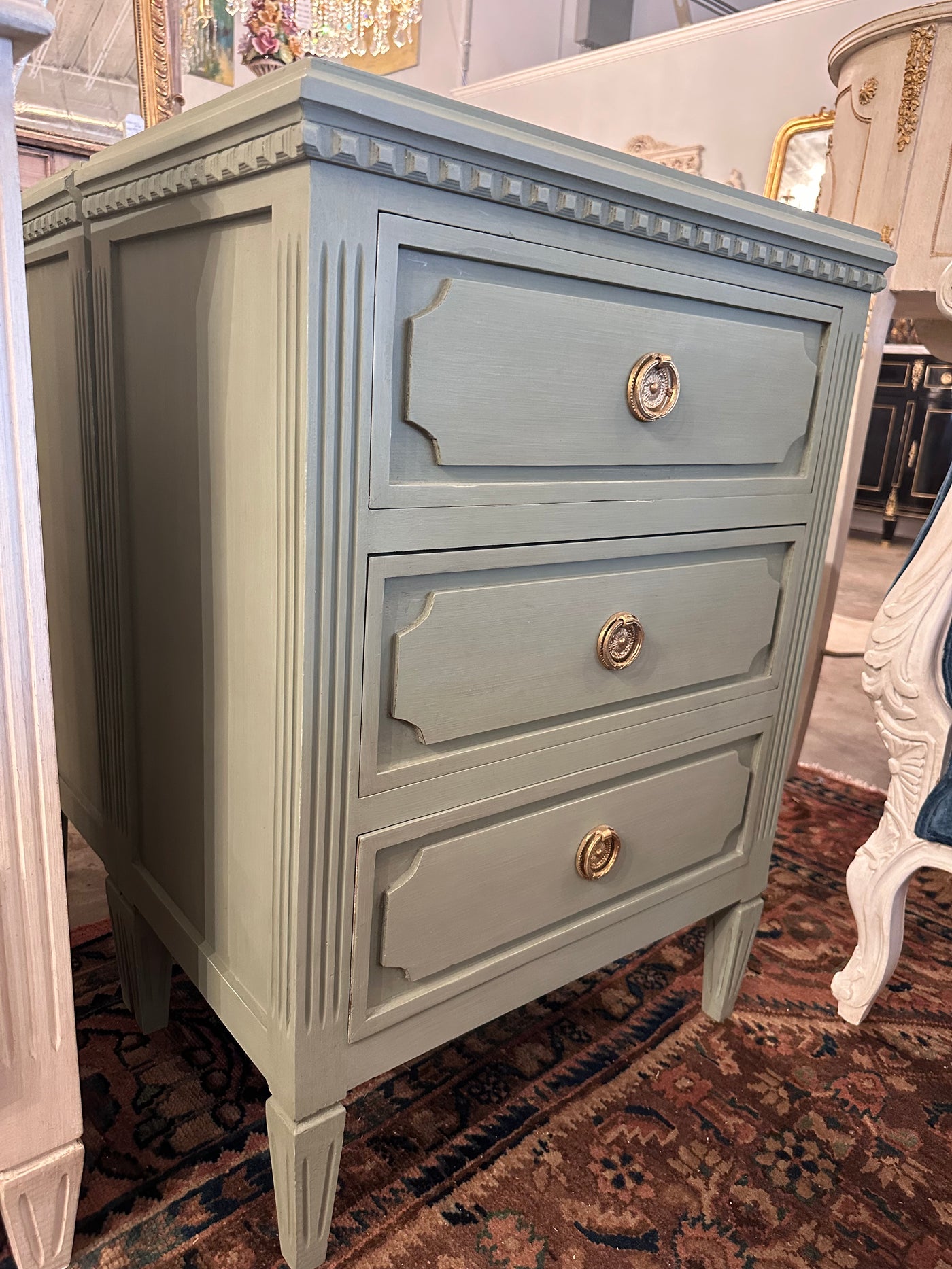 Swedish Nightstands in Olive Green