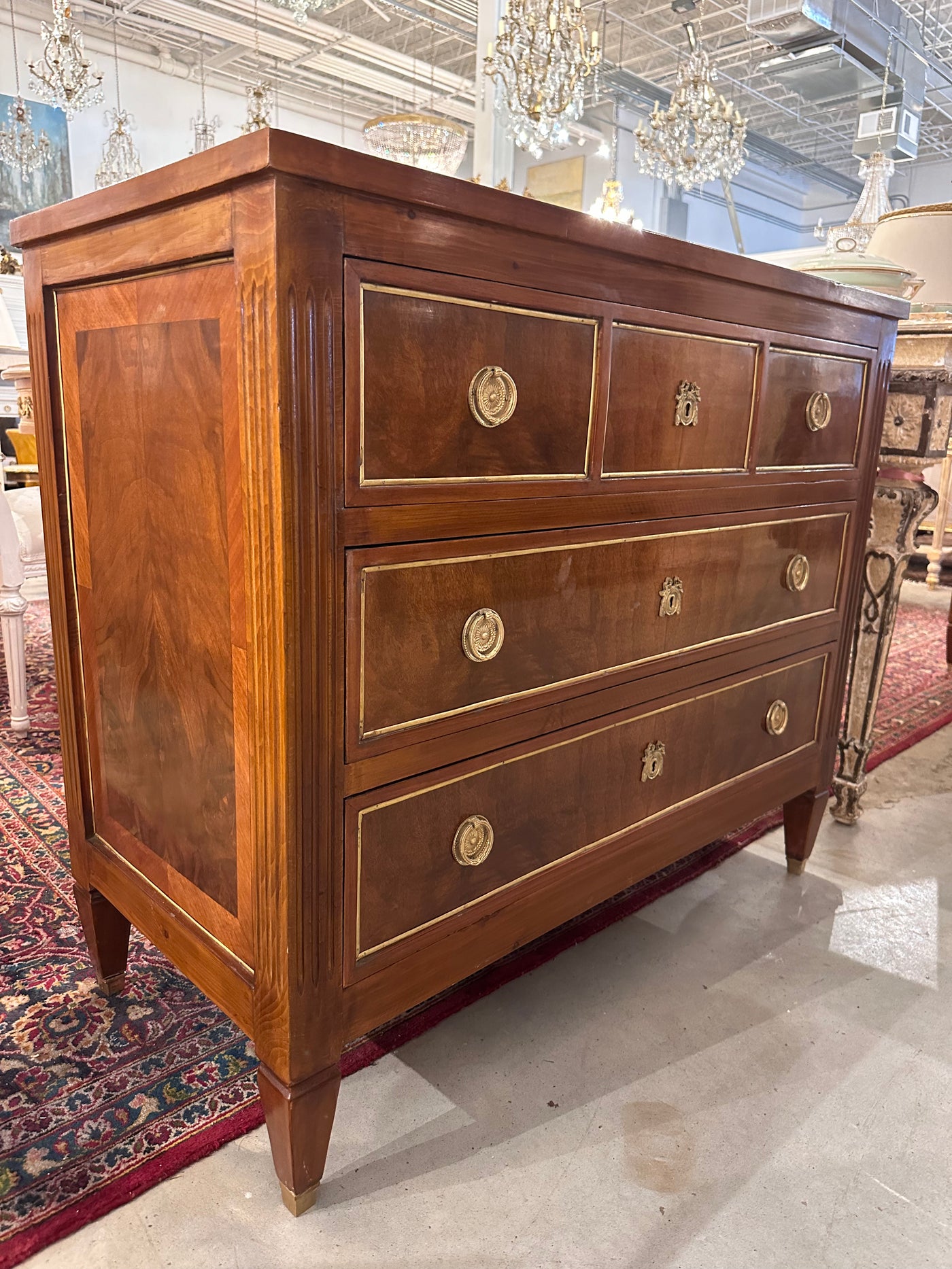 Dark Stain French Burl Wood Chest