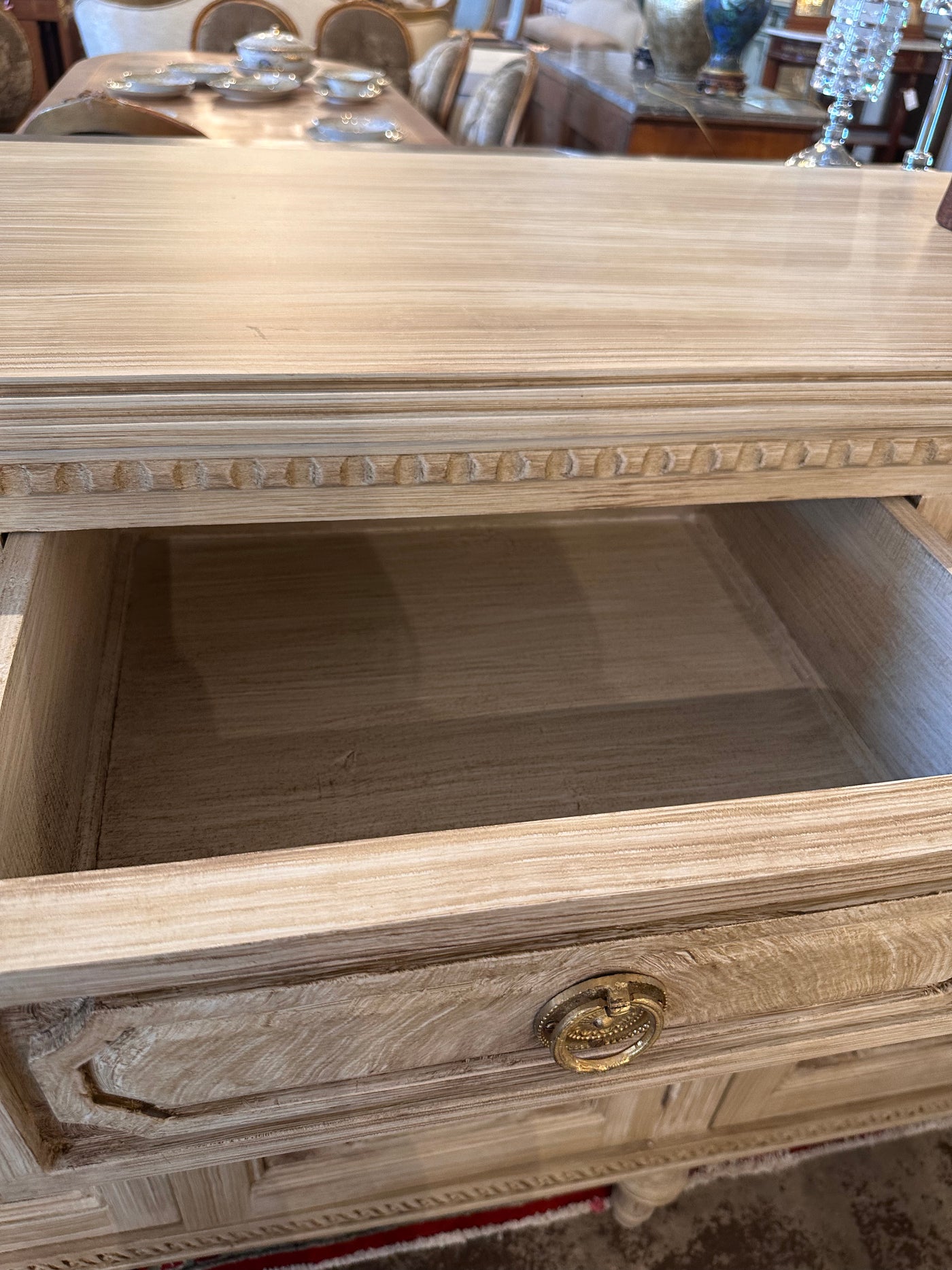 Faux Burlwood Swedish Sideboard with Cabinet Doors and Drawers