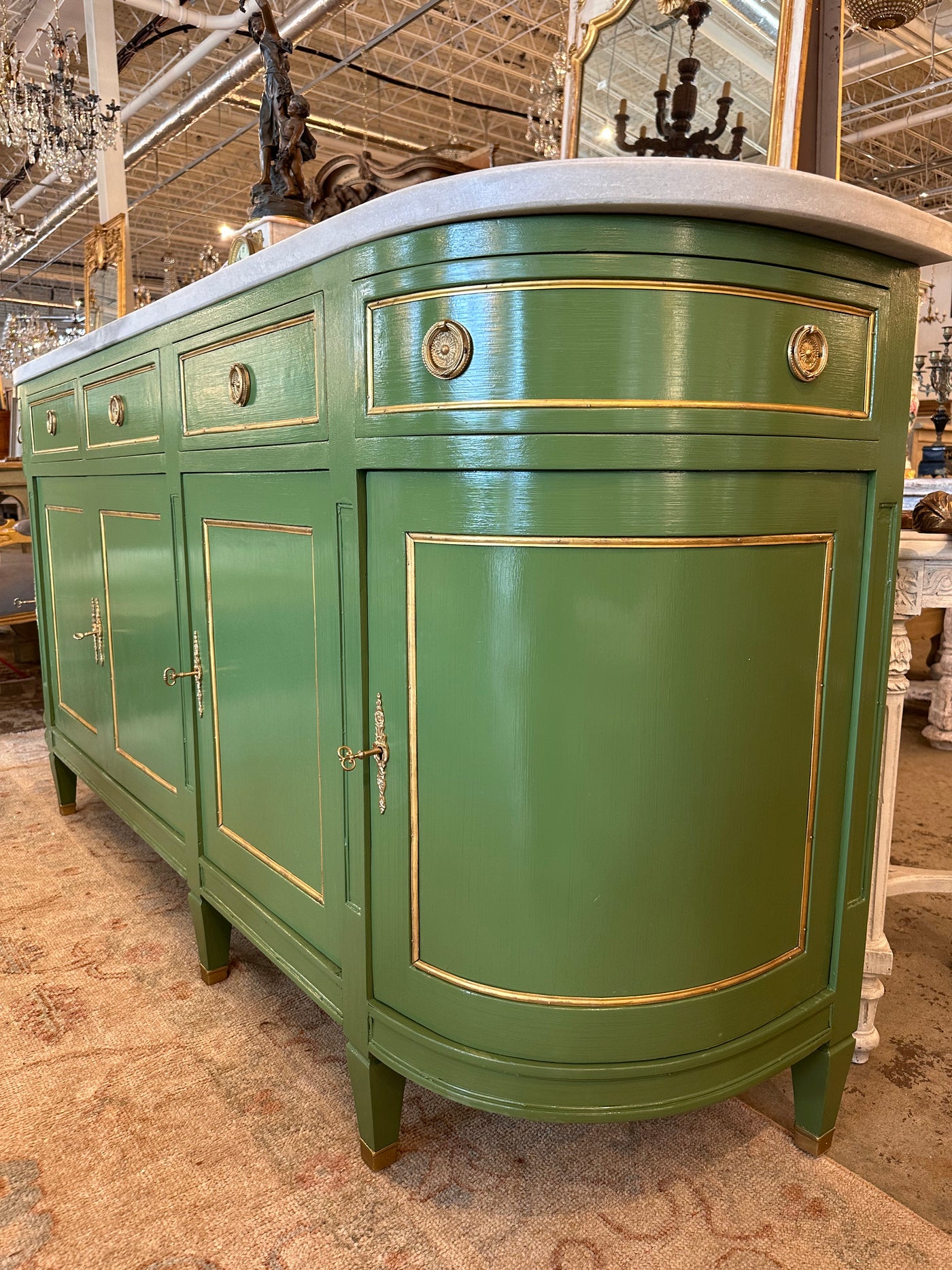 Green Lacquered French Louis XVI Sideboard