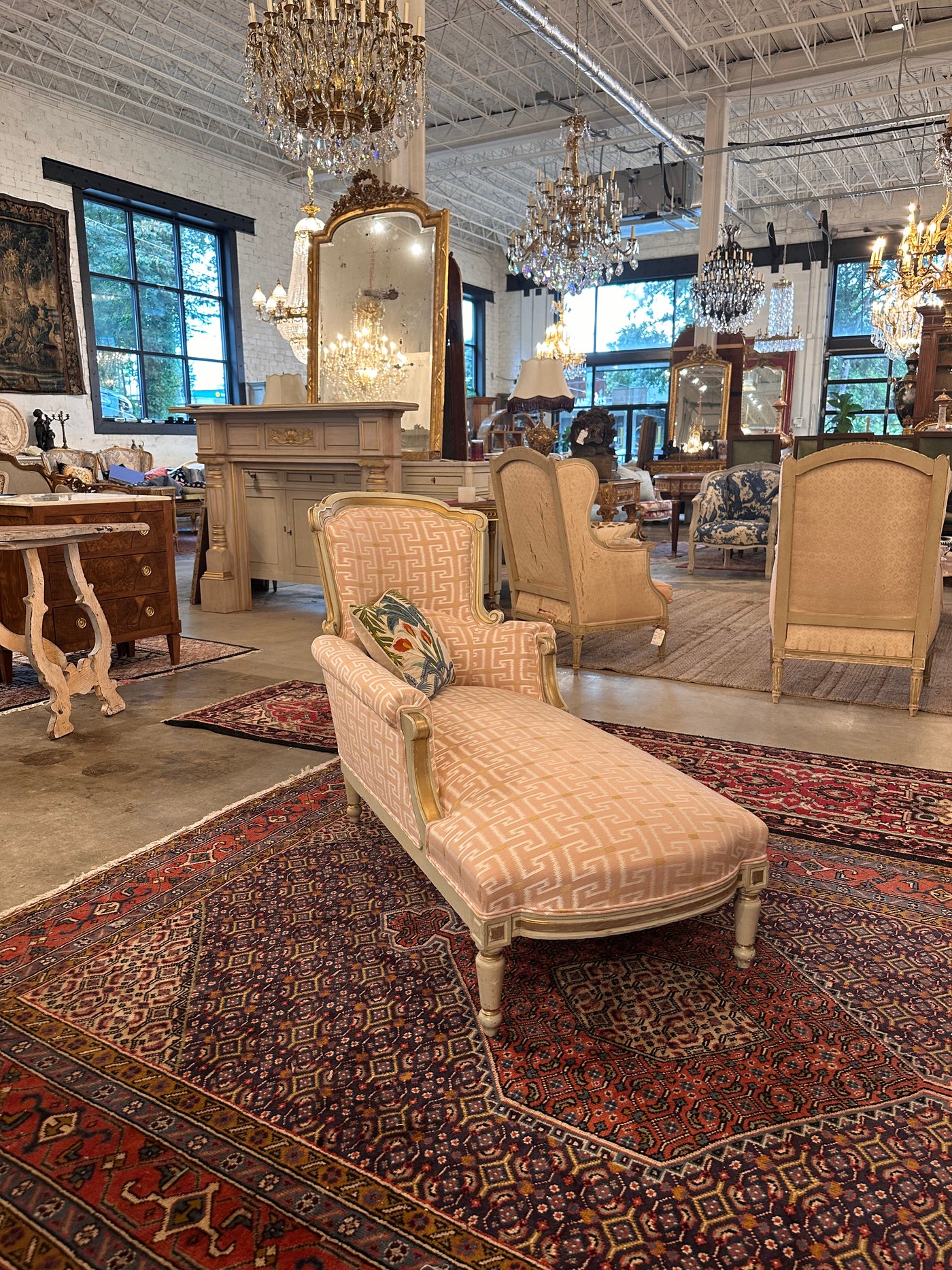 Louis XVI Chaise Lounge with Pink Upholstery | Le Chateau | European Luxury Furniture in Atlanta