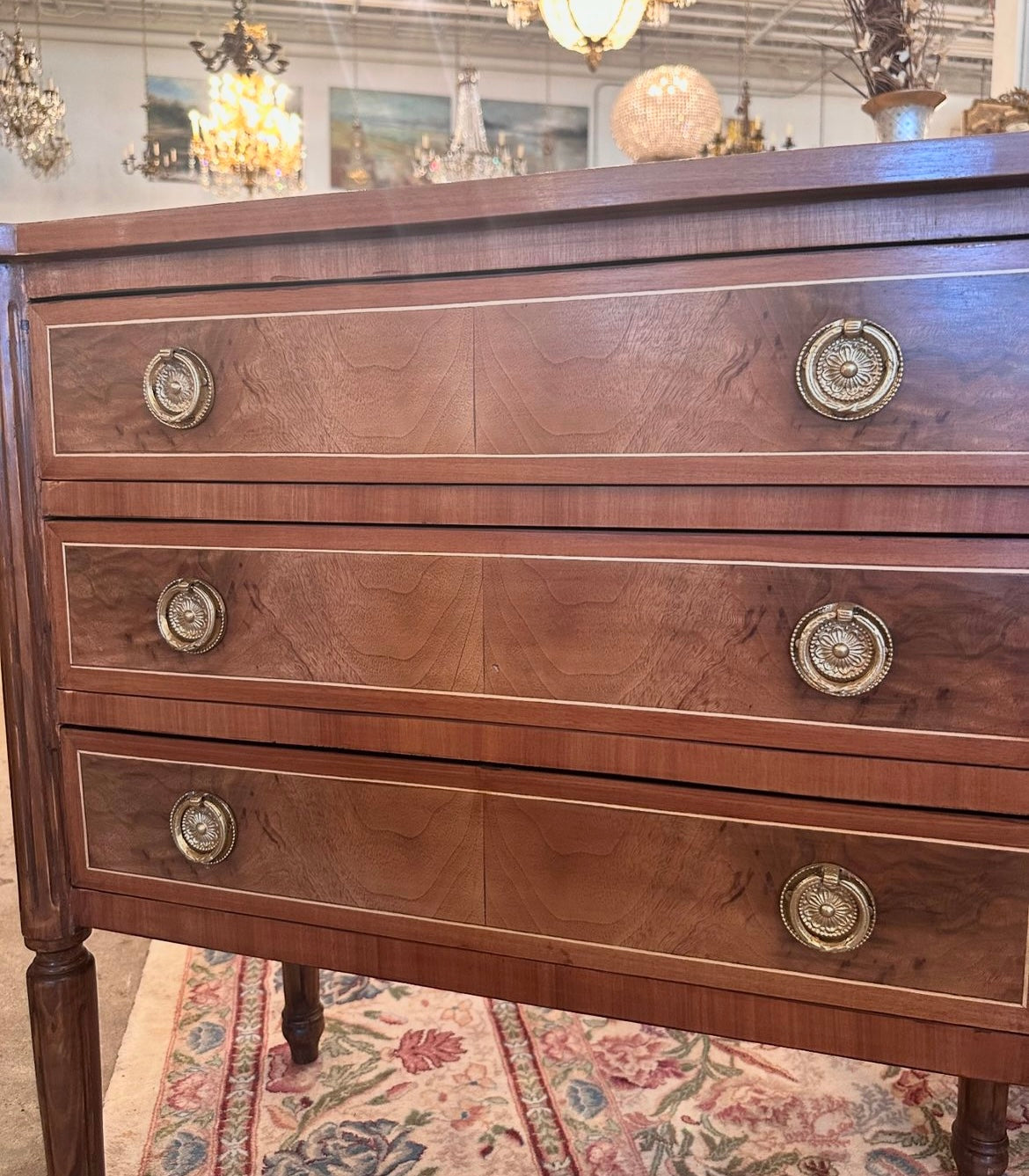 Antique Burl Wood Chest with Gold Trim | Le Chateau | European Luxury Furniture in Atlanta