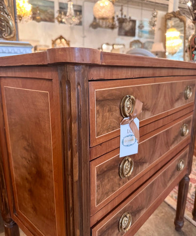 Antique Burl Wood Chest with Gold Trim | Le Chateau | European Luxury Furniture in Atlanta