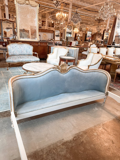 Curved King Bed with Powder Blue Velvet | Le Chateau | European Luxury Furniture in Atlanta