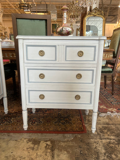 Swedish Chest White with Blue Trim