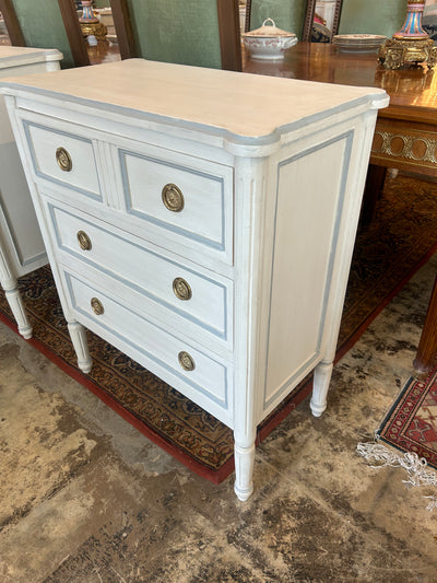 Swedish Chest White with Blue Trim