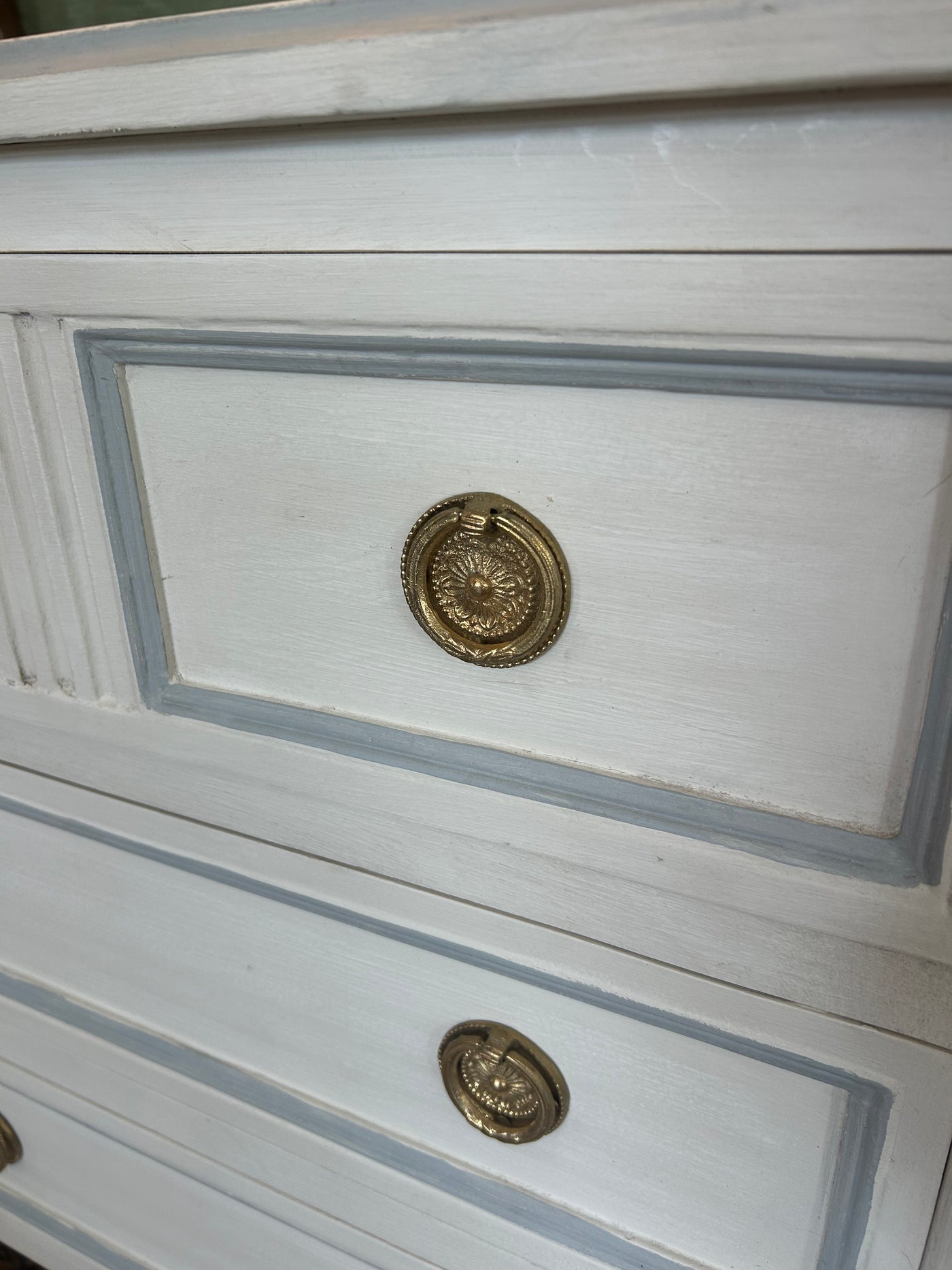 Swedish Chest White with Blue Trim