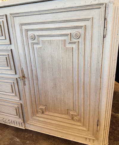 Off-White Textured Swedish Buffet with Reeded Details