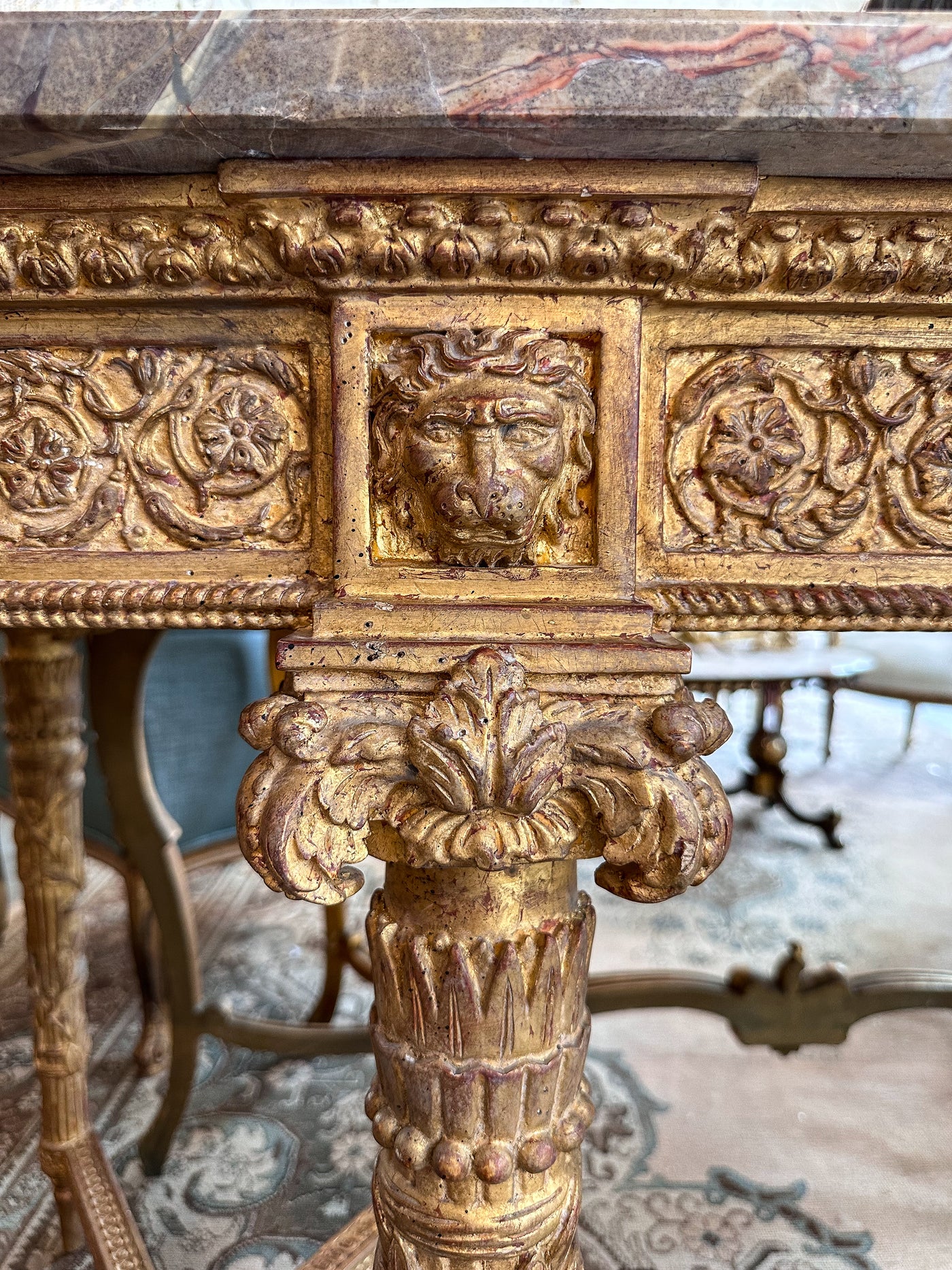 Antique Italian Carved Giltwood Console Table