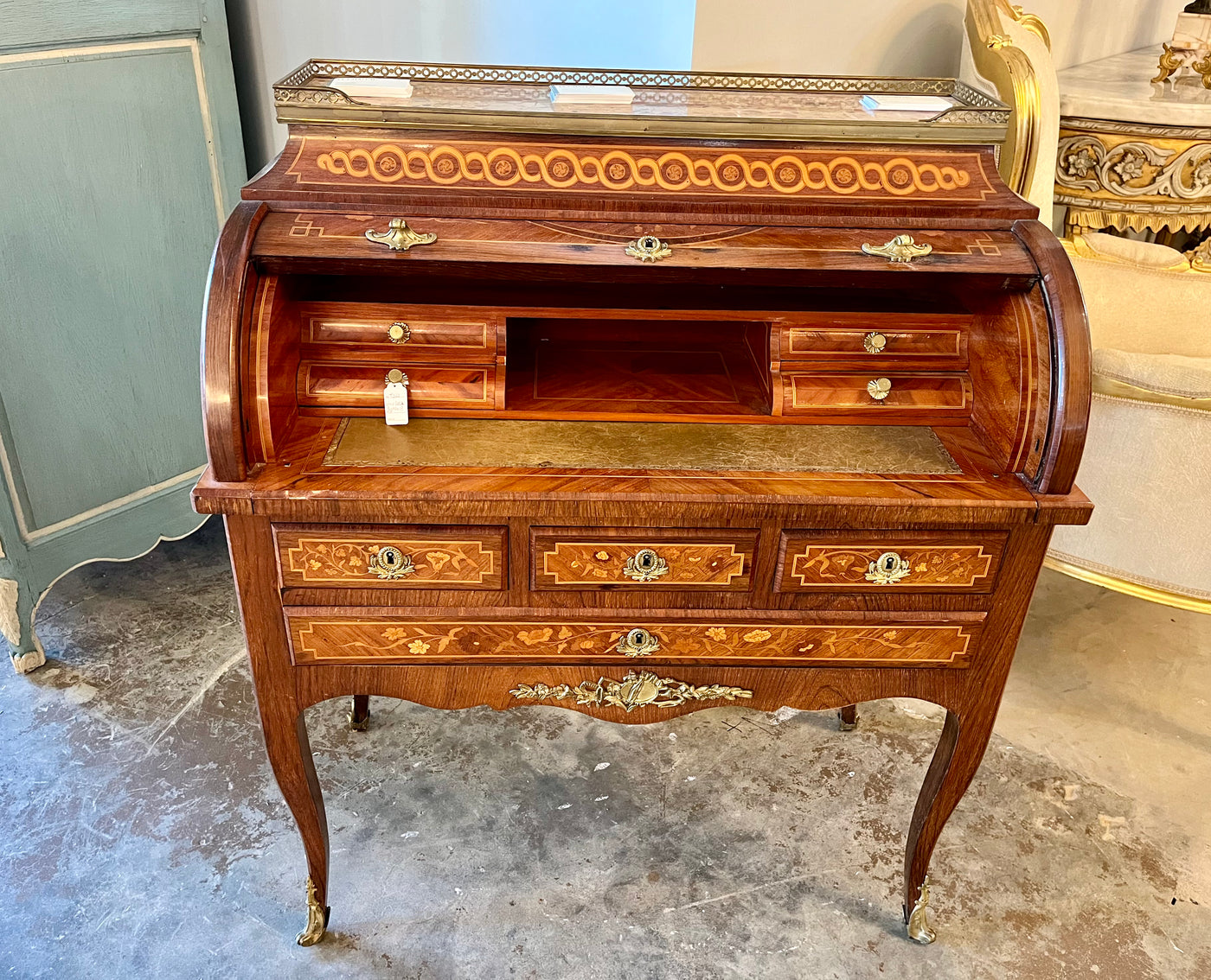 Antique French Louis XV Marquetry Desk | Le Chateau | European Luxury Furniture in Atlanta