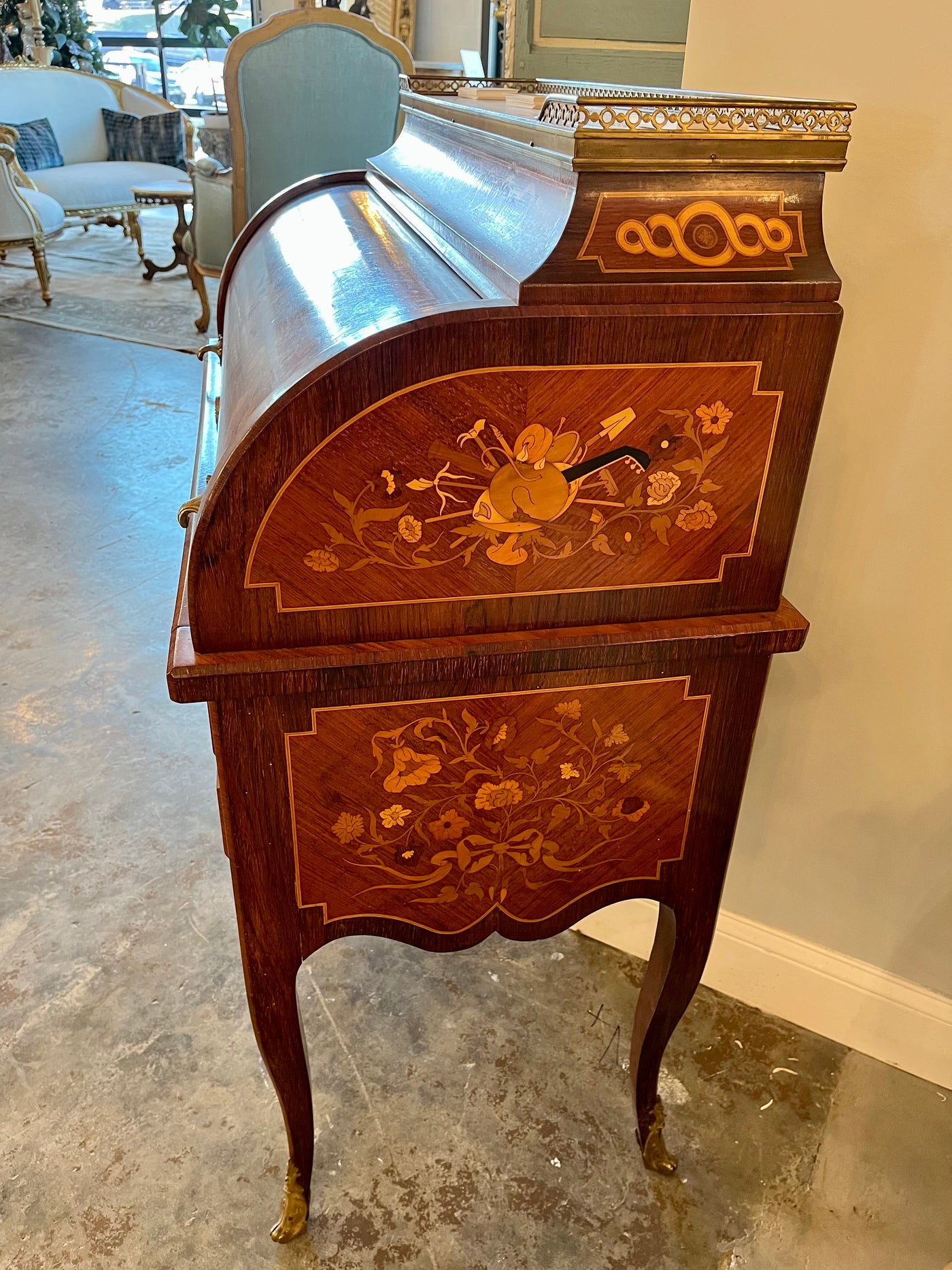 Antique French Louis XV Marquetry Desk | Le Chateau | European Luxury Furniture in Atlanta