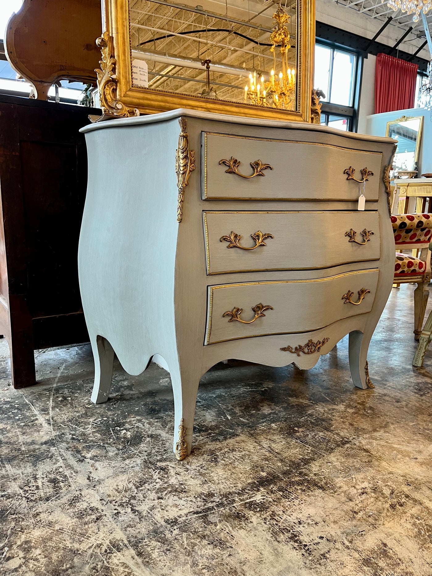 Marble Top French Blue Bombay Chest