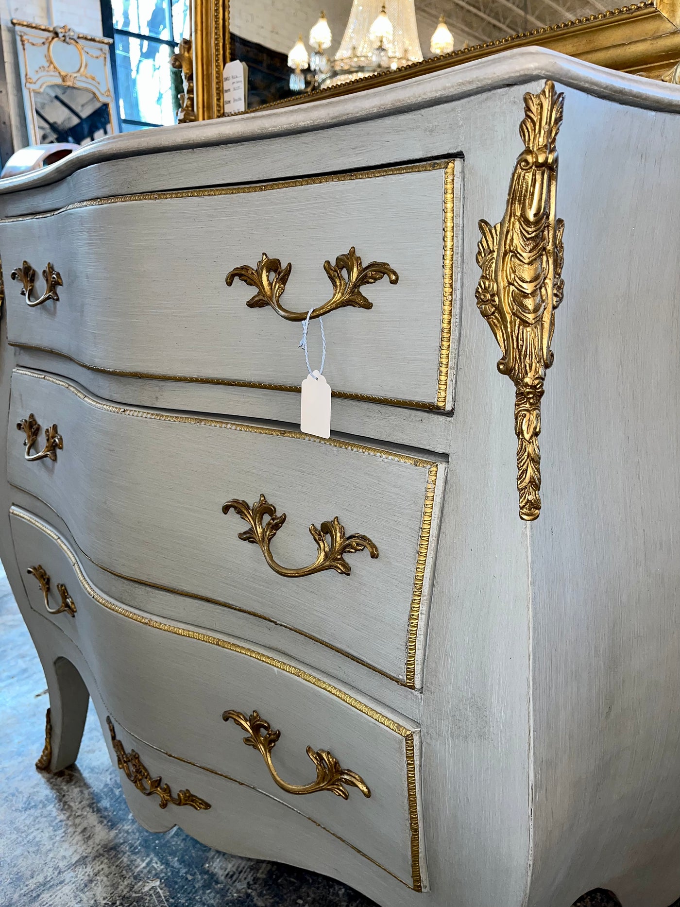 Marble Top French Blue Bombay Chest