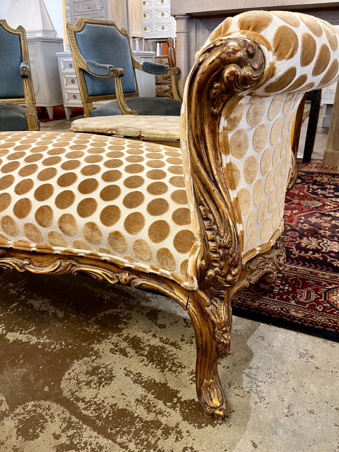 Louis XVI Gold Polka Dot Bench