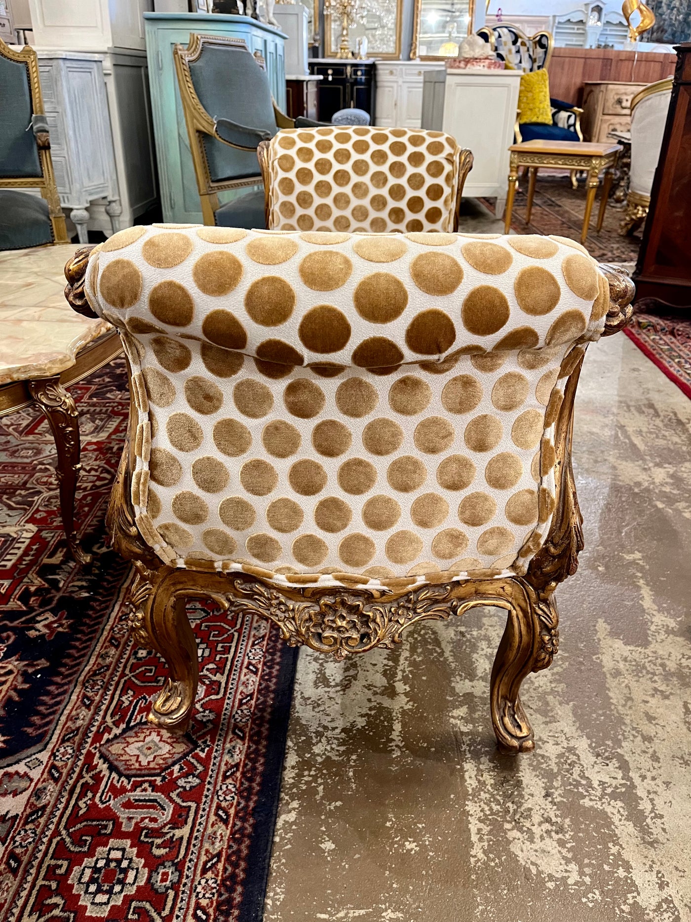 Louis XVI Gold Polka Dot Bench