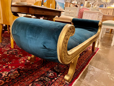 Louis XV Chaise Lounge with Turquoise Fabric