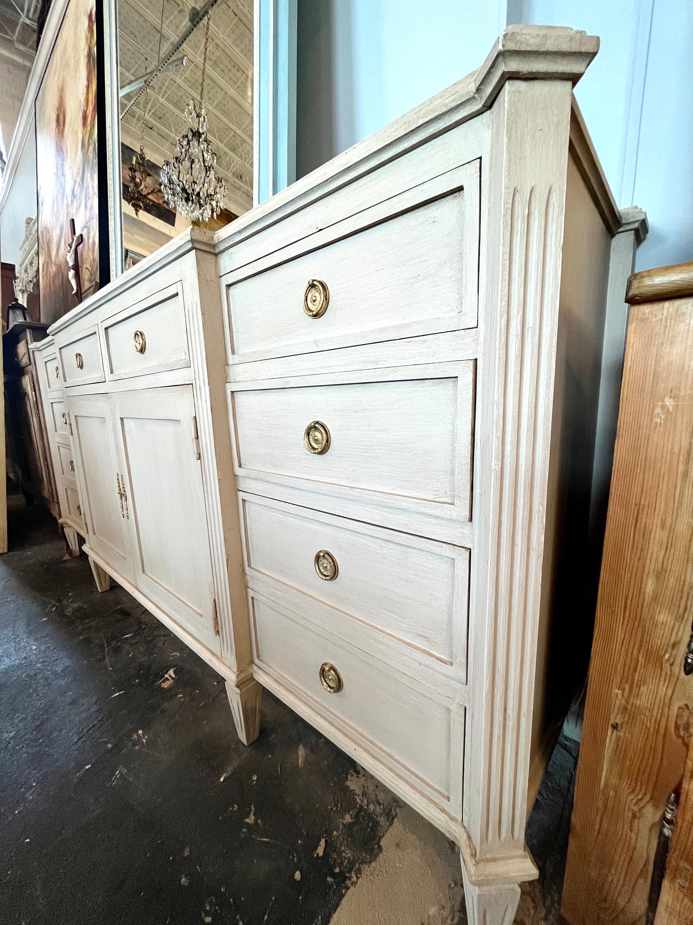 Swedish Dresser with Cabinet Doors in Warm White | Le Chateau | European Luxury Furniture in Atlanta