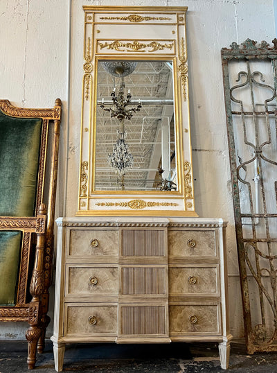 Swedish Reeded Front Chest with Painted Marble Top | Le Chateau | European Luxury Furniture in Atlanta