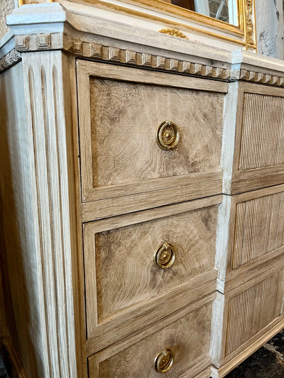 Swedish Reeded Front Chest with Painted Marble Top | Le Chateau | European Luxury Furniture in Atlanta