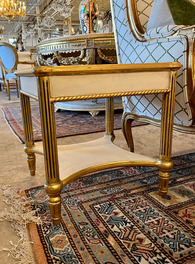 Antique Louis XVI French End Table in White with Gold Trim | Le Chateau | European Luxury Furniture in Atlanta