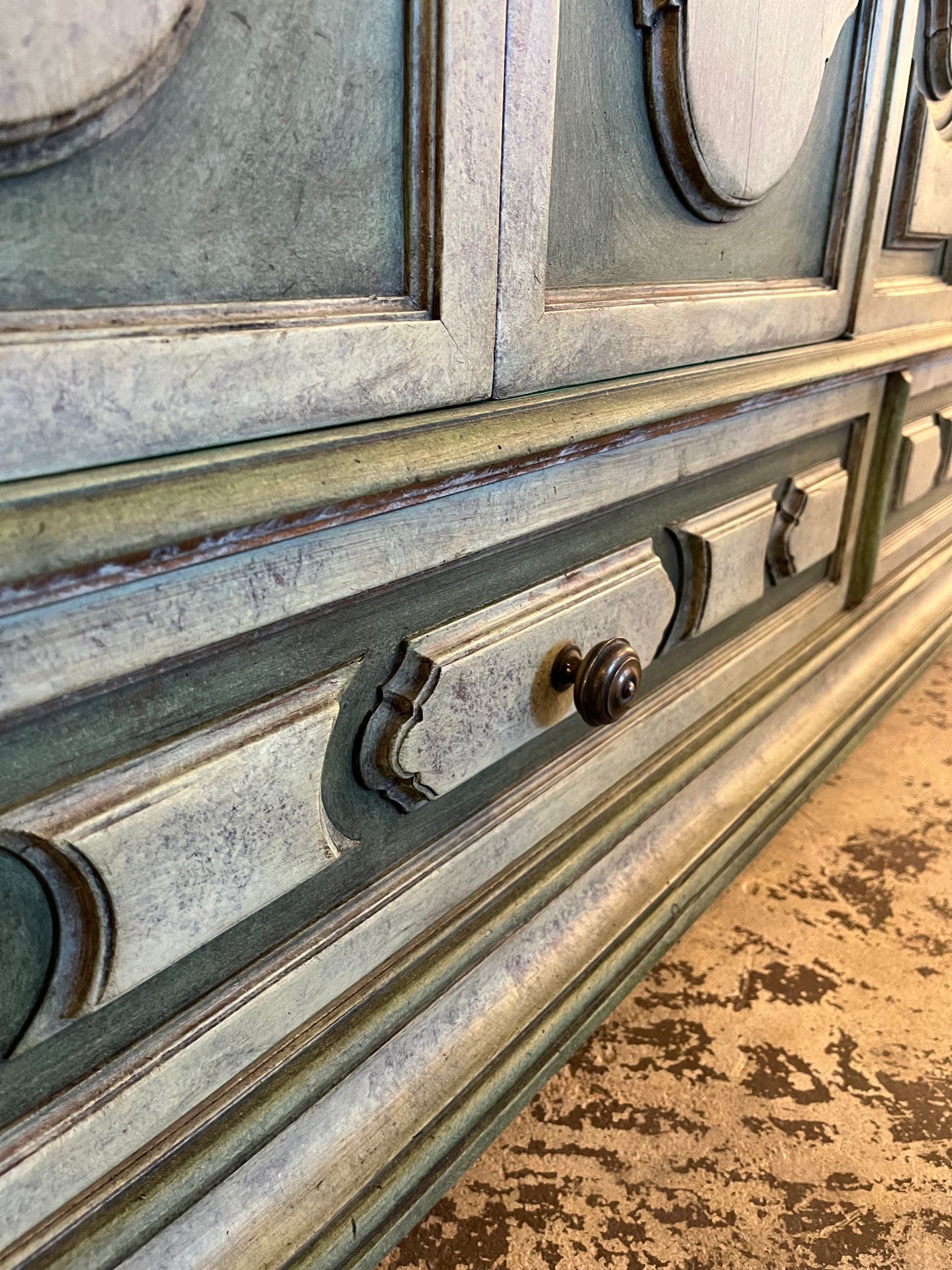 French Green Paneled Sideboard