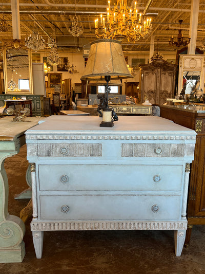 Swedish Chest with Reeded Drawers in Soft Blue