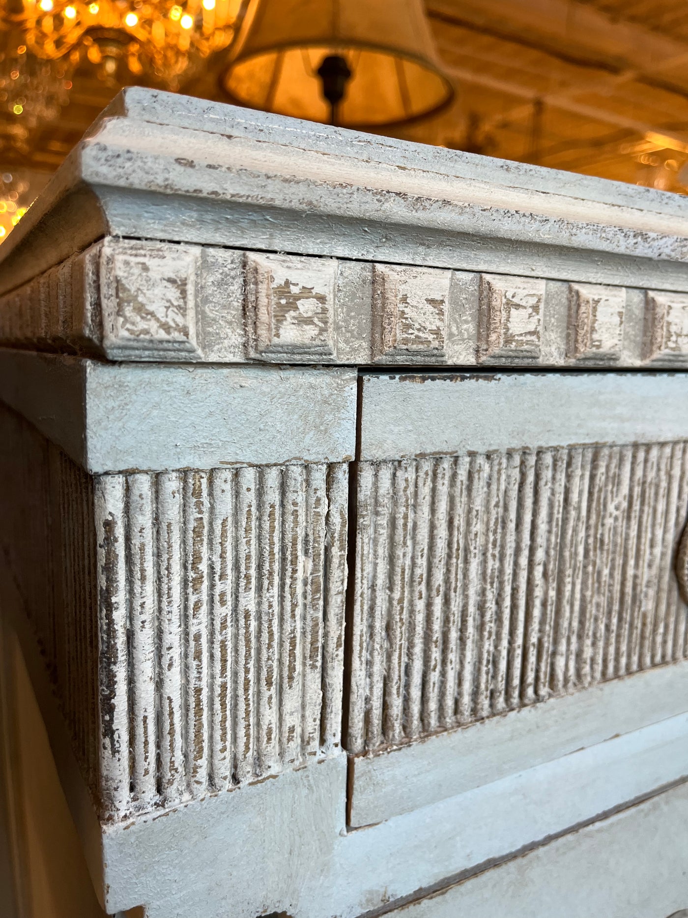 Swedish Chest with Reeded Drawers in Soft Blue