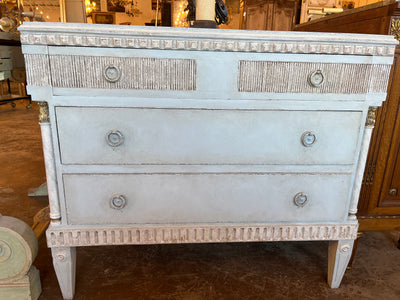 Swedish Chest with Reeded Drawers in Soft Blue