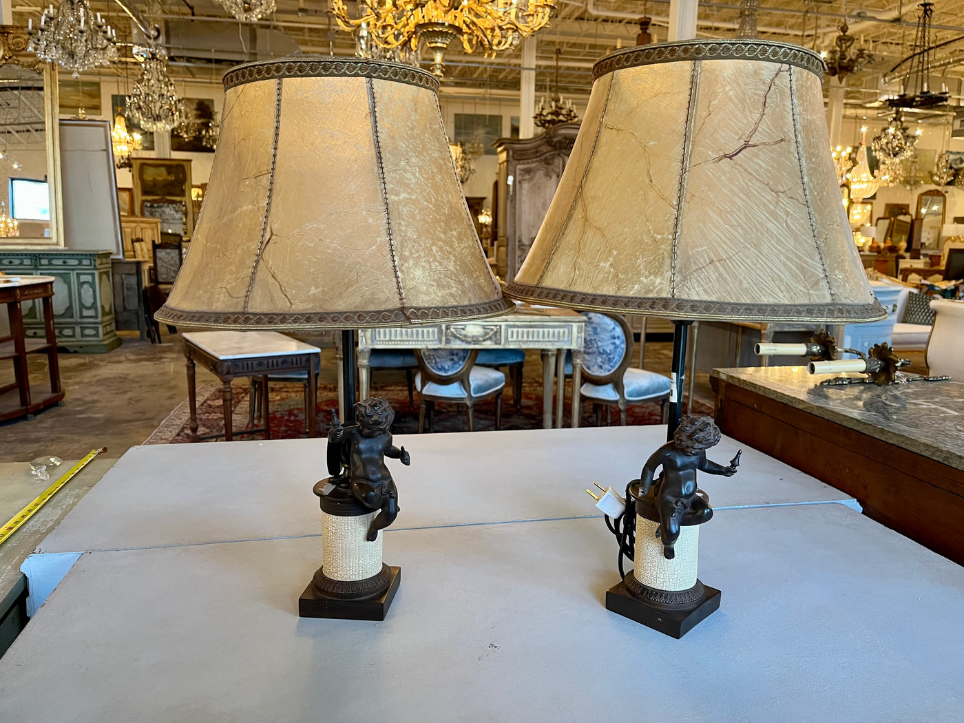 Pair of Vintage Bronze Lamps