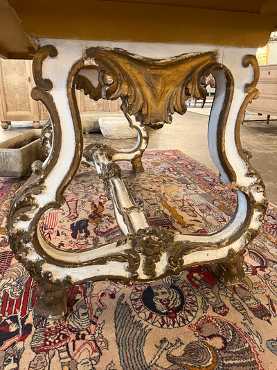 Antique French Dining Table in Cream and Gold | Le Chateau | European Luxury Furniture in Atlanta