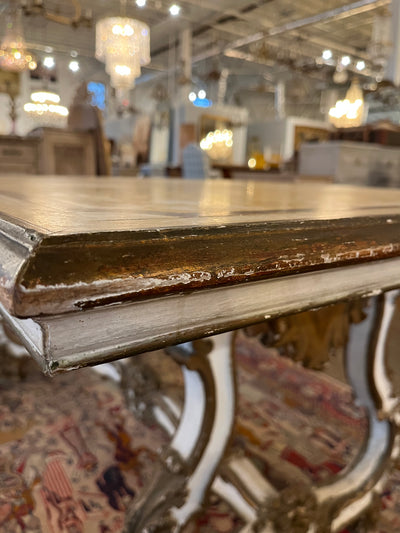 Antique French Dining Table in Cream and Gold | Le Chateau | European Luxury Furniture in Atlanta