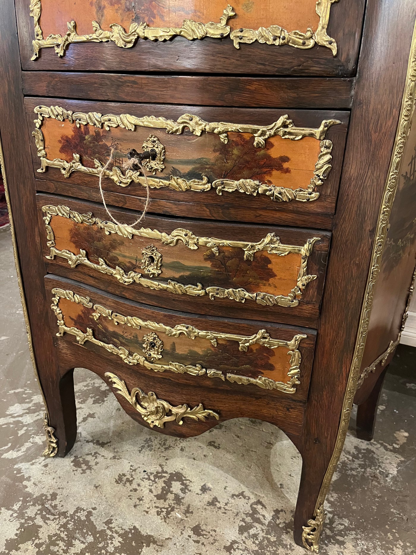 Louis XVI Marble Top Secretary Chest