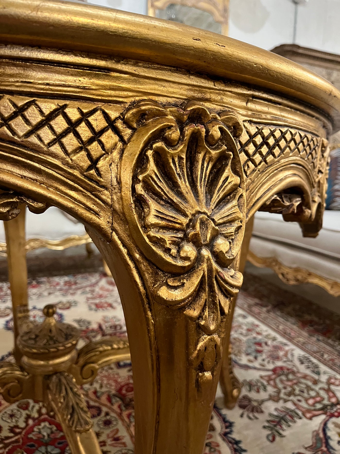 Antique French Louis XVI Center Table Gold with Marble Top