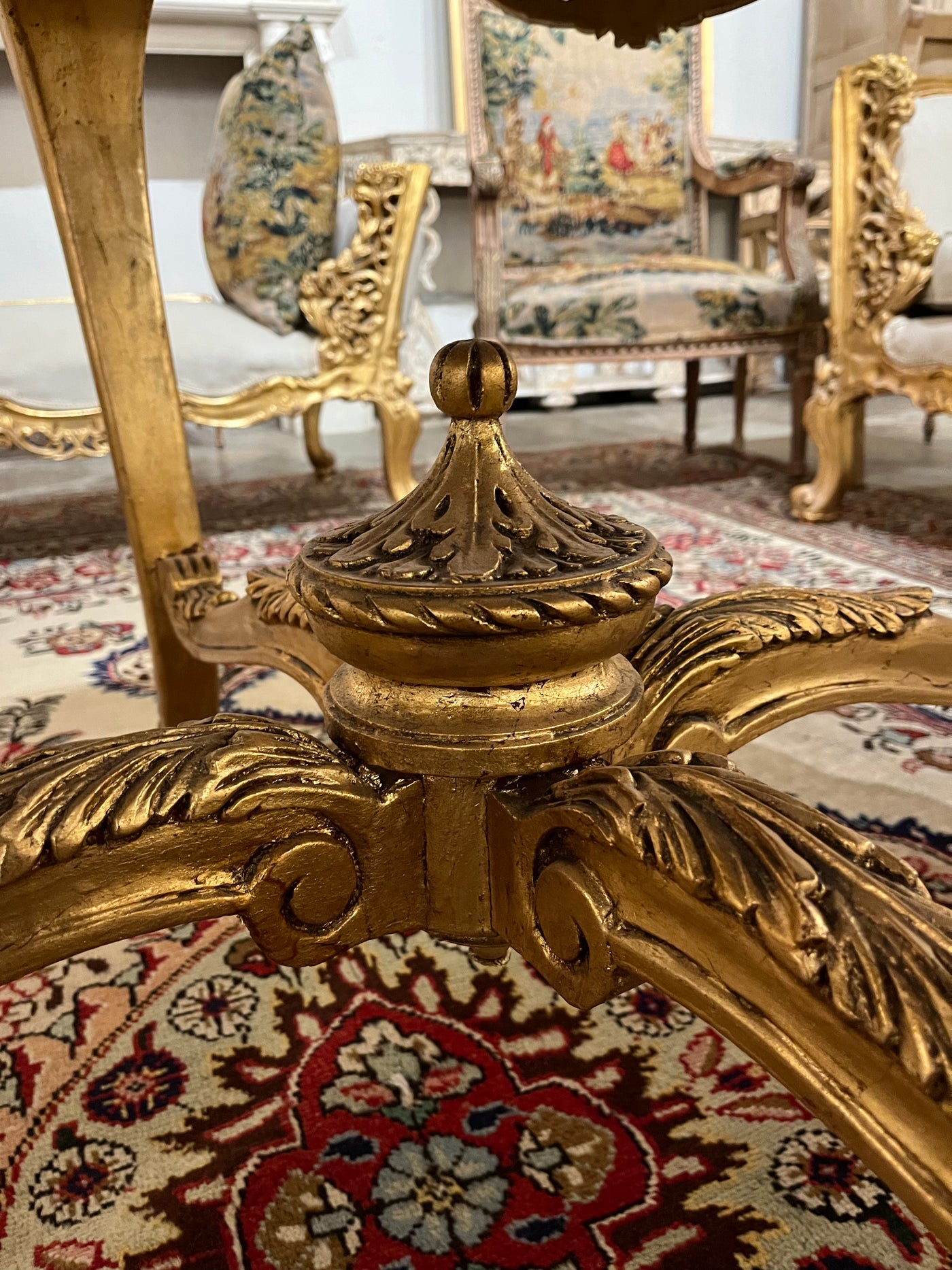 Antique French Louis XVI Center Table Gold with Marble Top