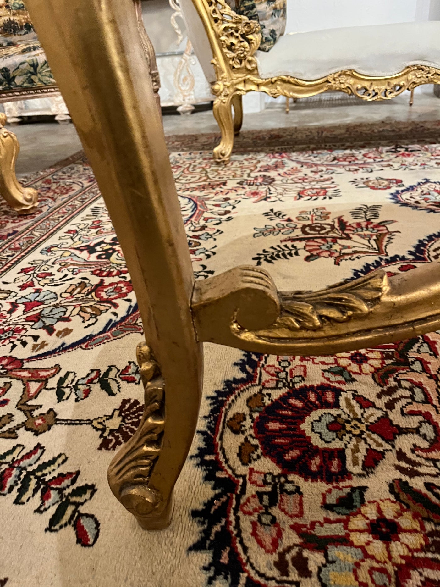 Antique French Louis XVI Center Table Gold with Marble Top