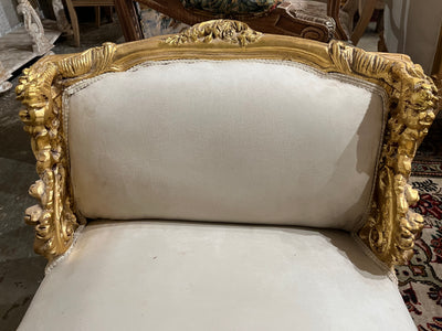 Louis XVI Cream Velvet Bench with Raised Arms