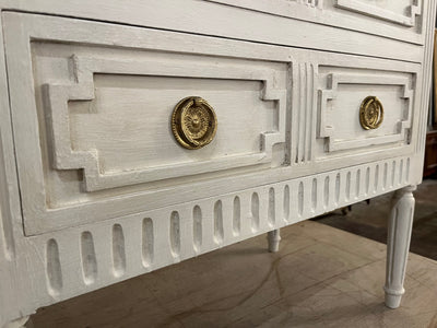 White Swedish Chest with Open Trim and Fluted Detail