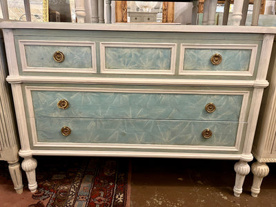 Textured Blue Swedish Chest of Drawers