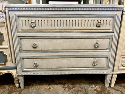 Antique Swedish Textured Chest in Light Blue | Le Chateau | European Luxury Furniture in Atlanta